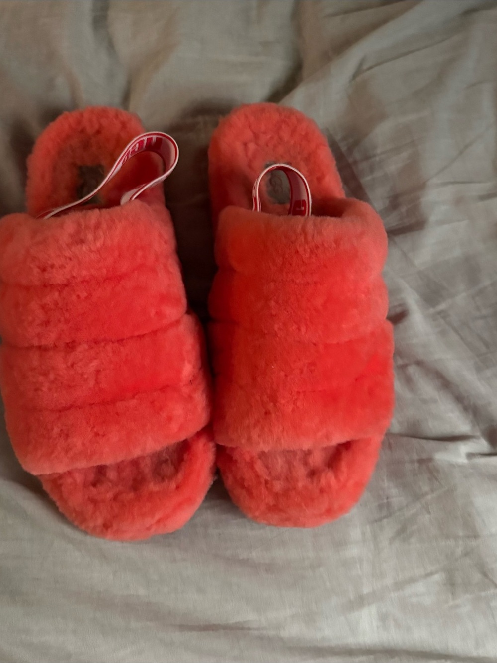 UGG Kids Plush Slide Slippers in Bright Coral